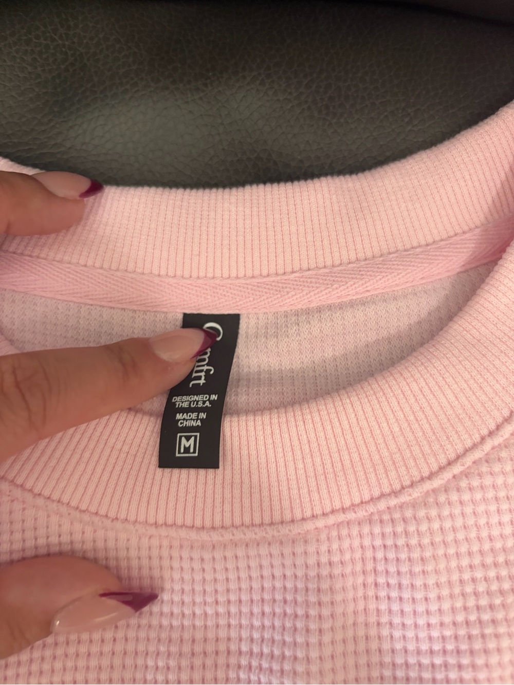 Soft Pink Waffle-Knit Sweatshirt by Aritzia - Women's M